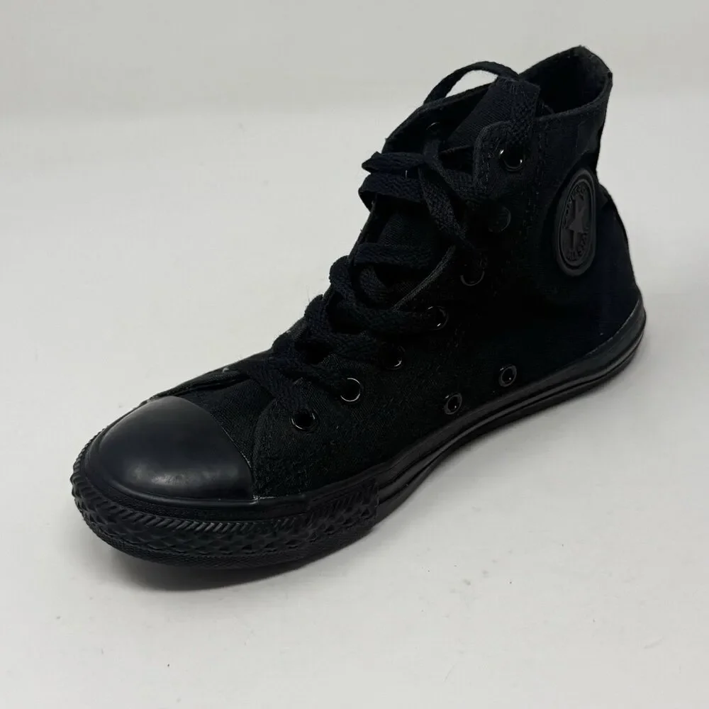 Converse All Star High Shoes Youth Girls Boys Size 3 Triple Black Canvas Sneaker